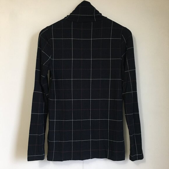 Denver Hayes Black Red White Plaid Mock Neck Viscose Long Sleeve Top XS - Picture 2 of 13